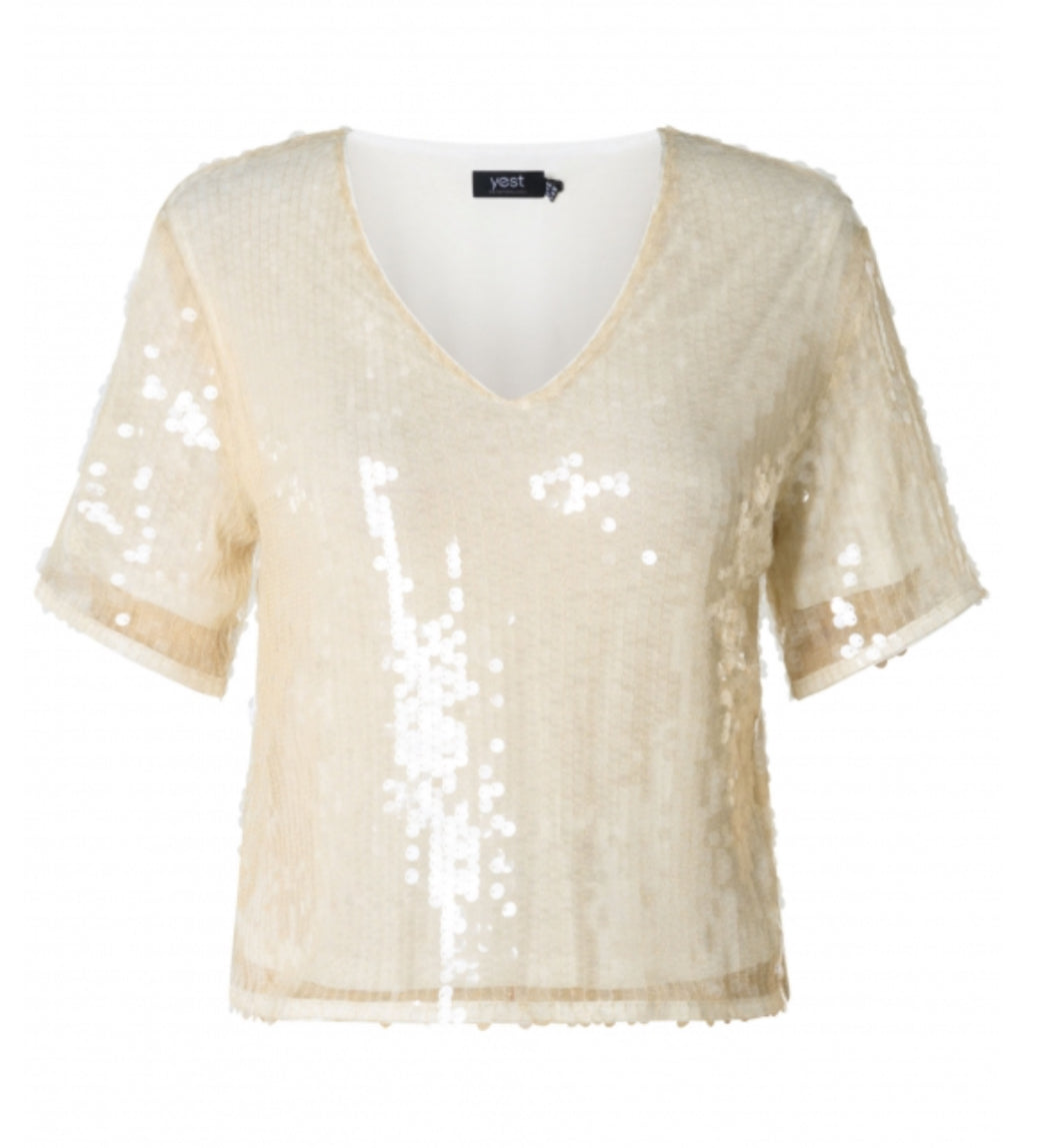 Yest pailetten top crème