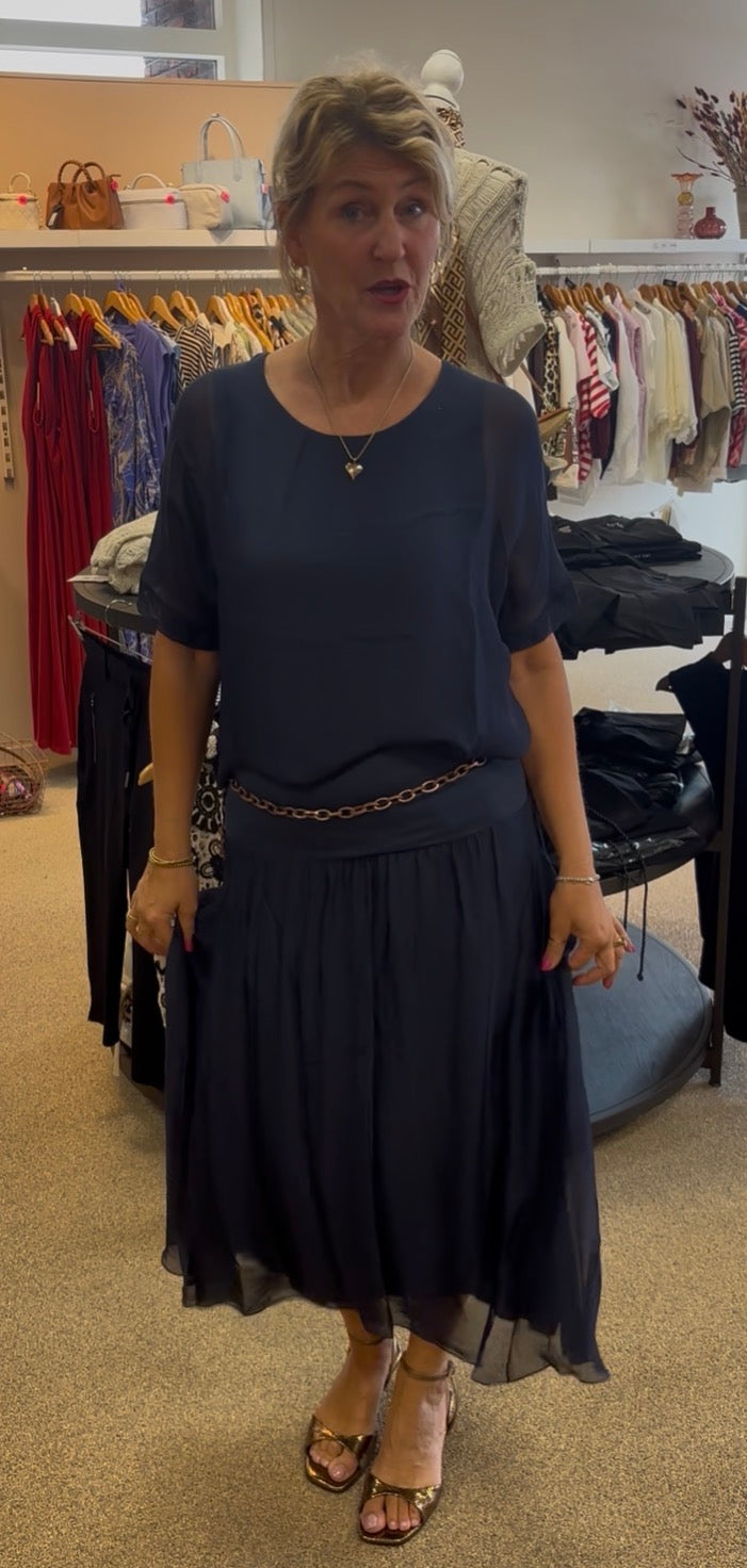 Soulmate voile rok Elenor donkerblauw