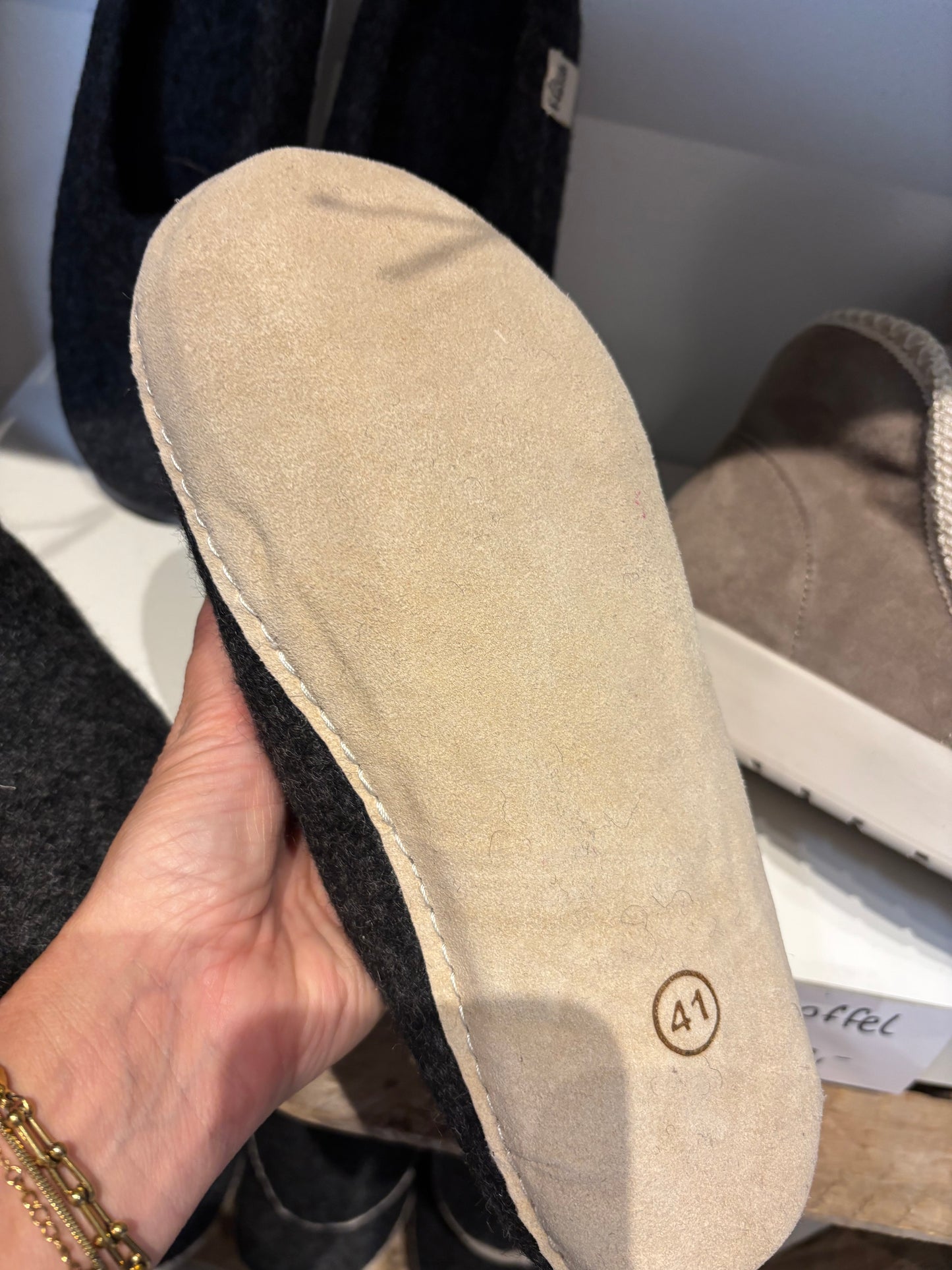 Pantoffel vilt antraciet unisex