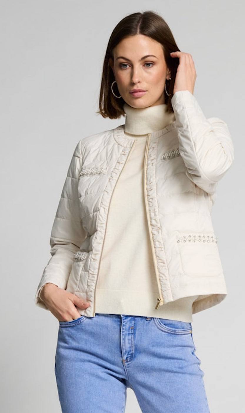 Micha gewatteerd jasje offwhite met strass details