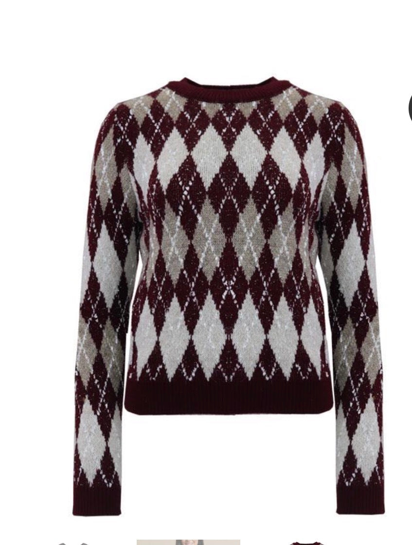 Sophia Perla trui Eloise Bordeaux ruit