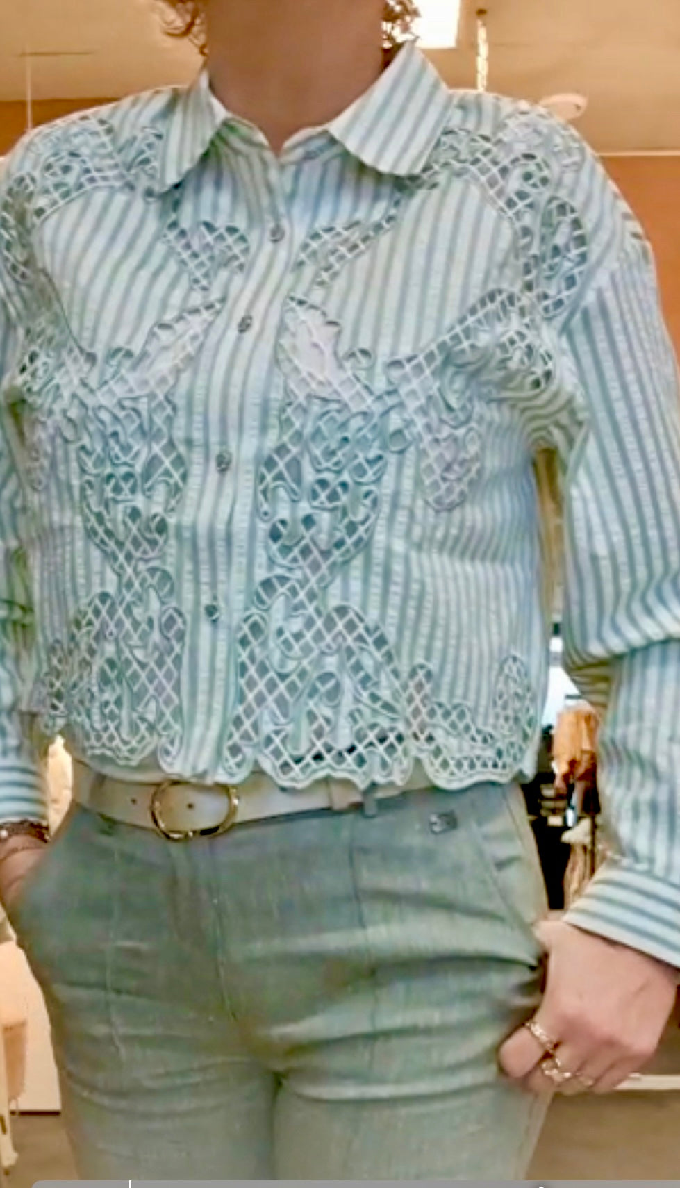 Icnk blouse borduur groen