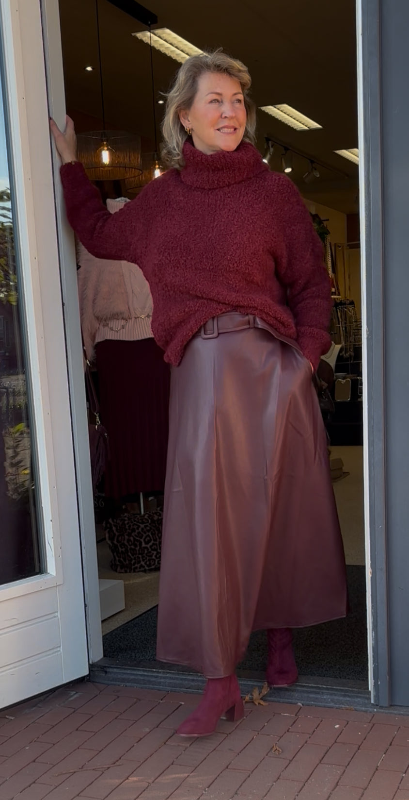 Rok leatherlook Bordeaux