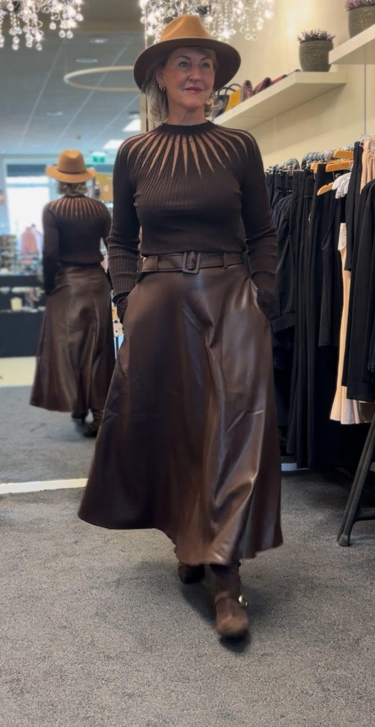 Rok leatherlook donkerbruin
