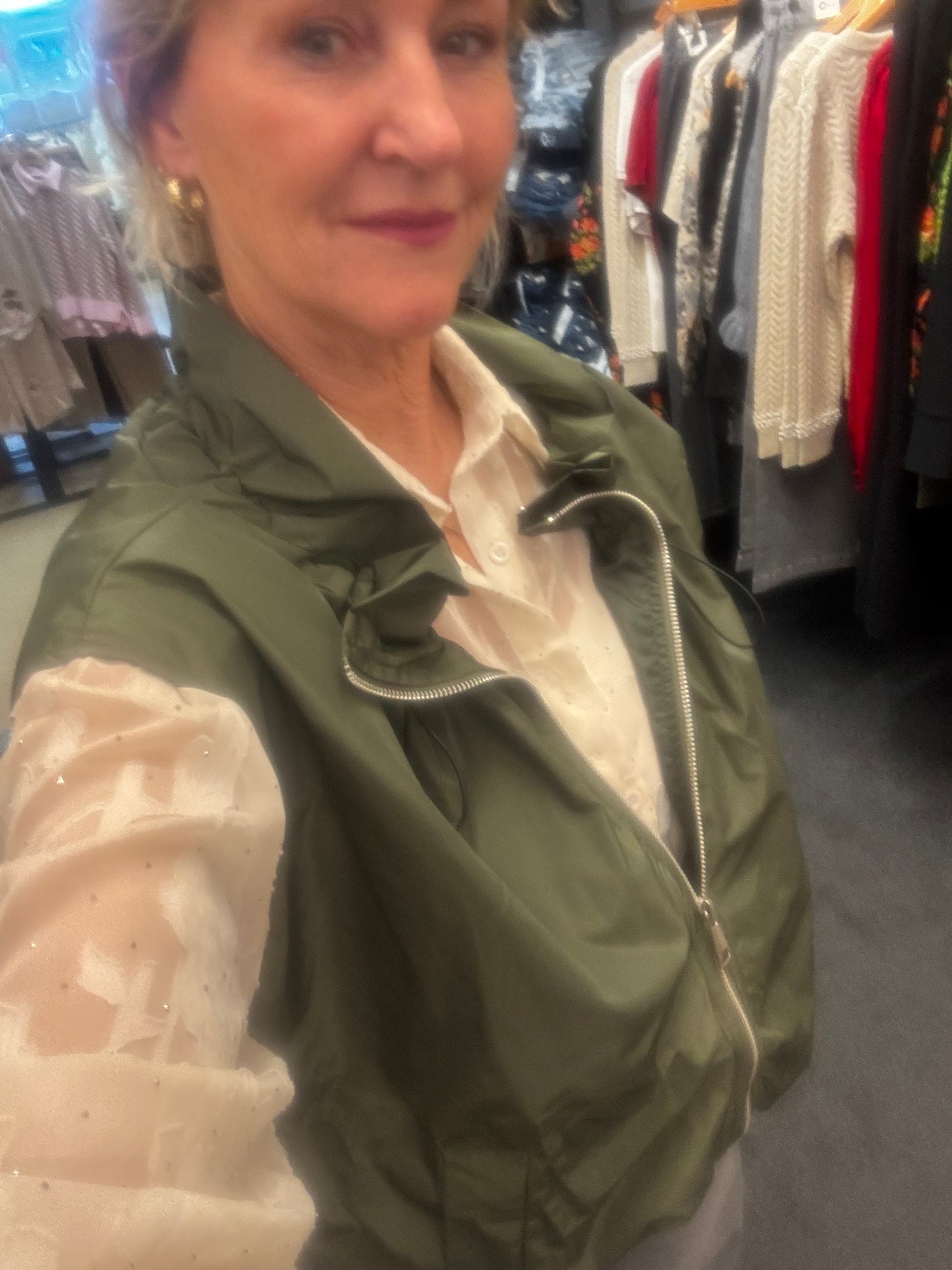 Bomber hes/ mouwloos vest groen