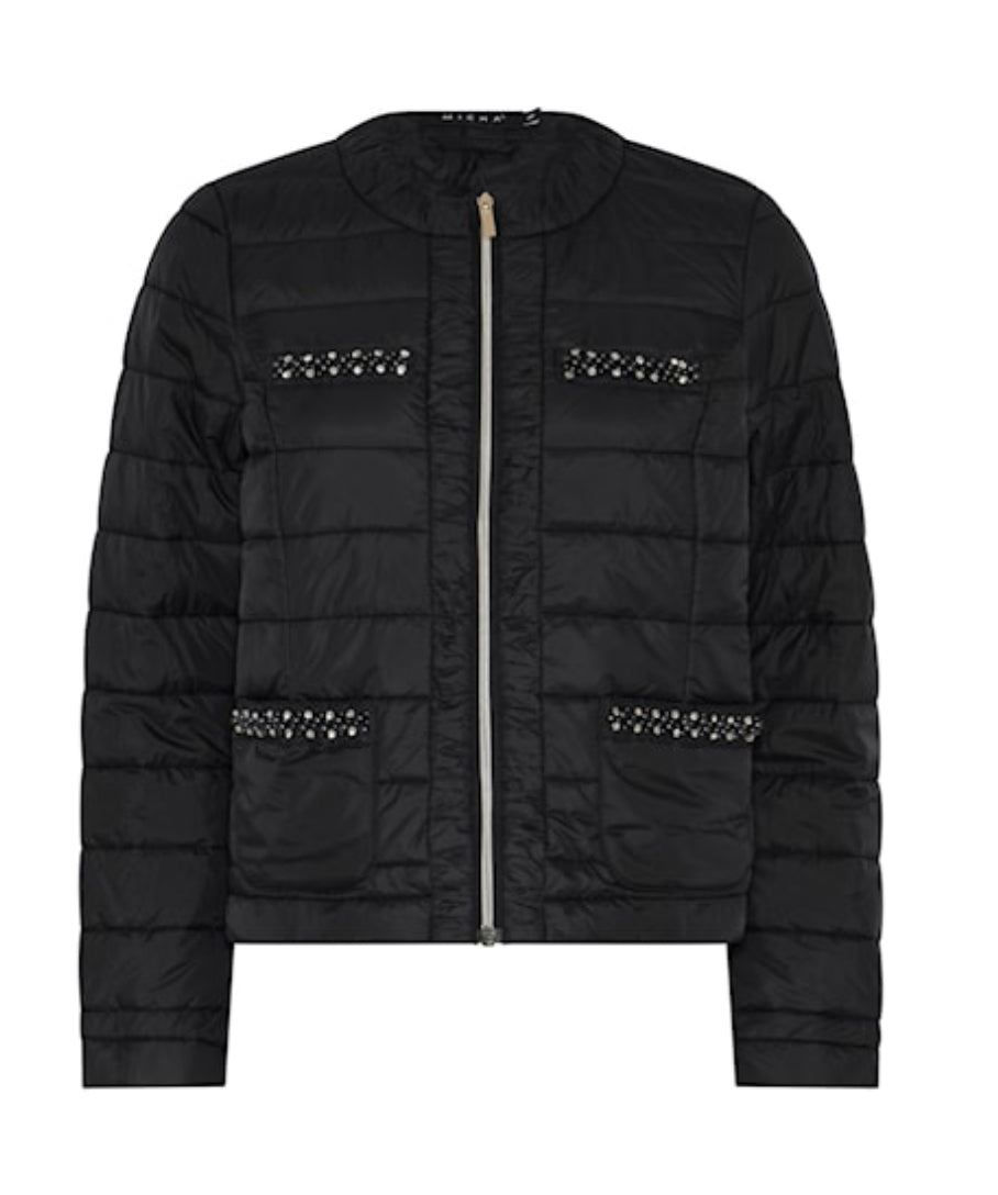 Micha gewatteerd jasje black met strass details