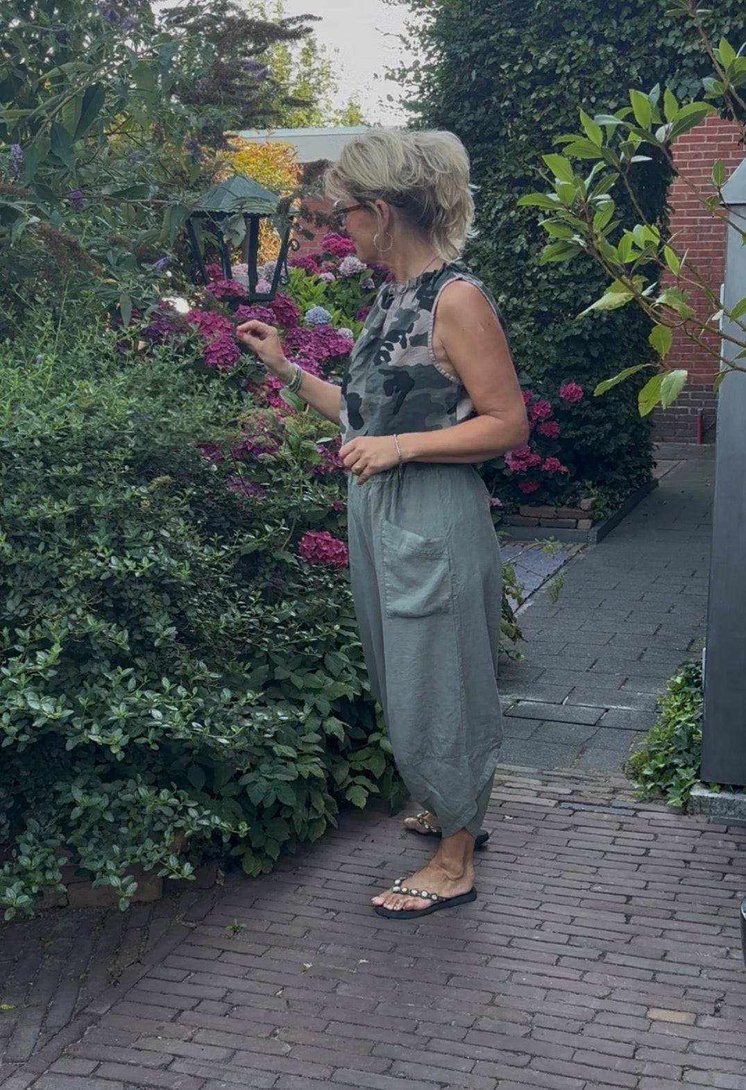 Marta broek linnen olijf