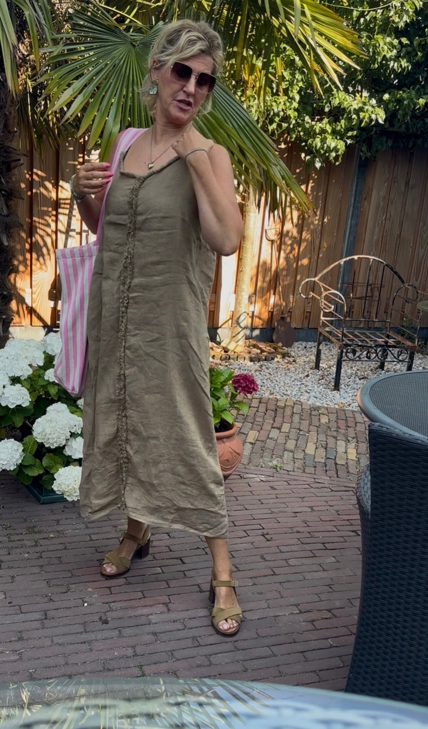 Linnen jurk cognac