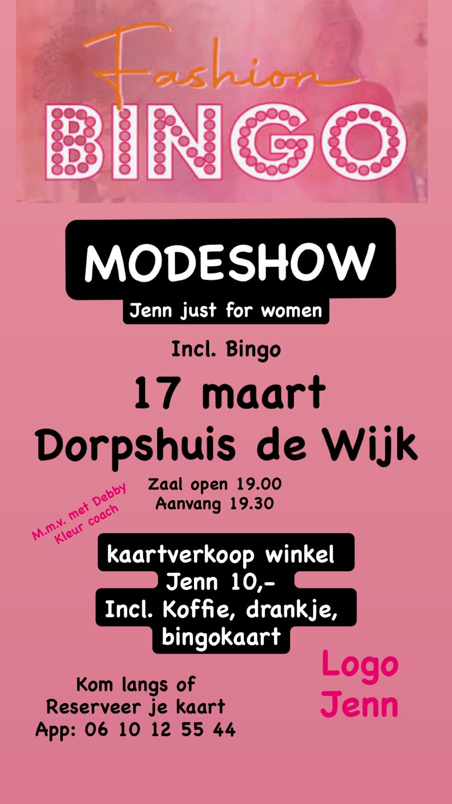 Een gezellige modeshow en bingoavond op 17 maart!