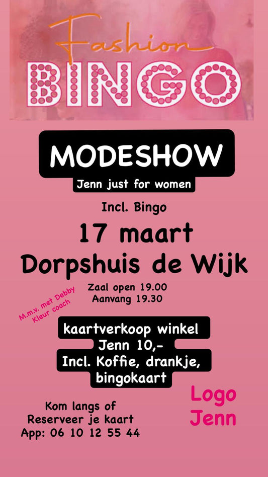 Een gezellige modeshow en bingoavond op 17 maart!