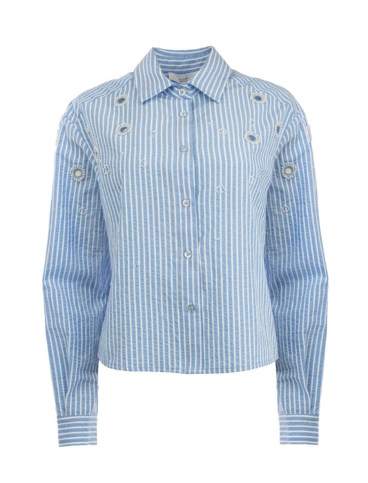 Icnk blouse stripe/ pearl