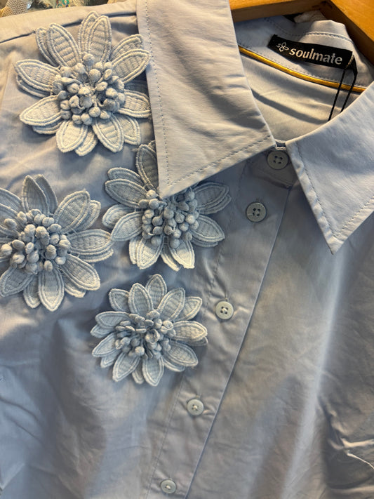 Soulmate blouse bloem blauw