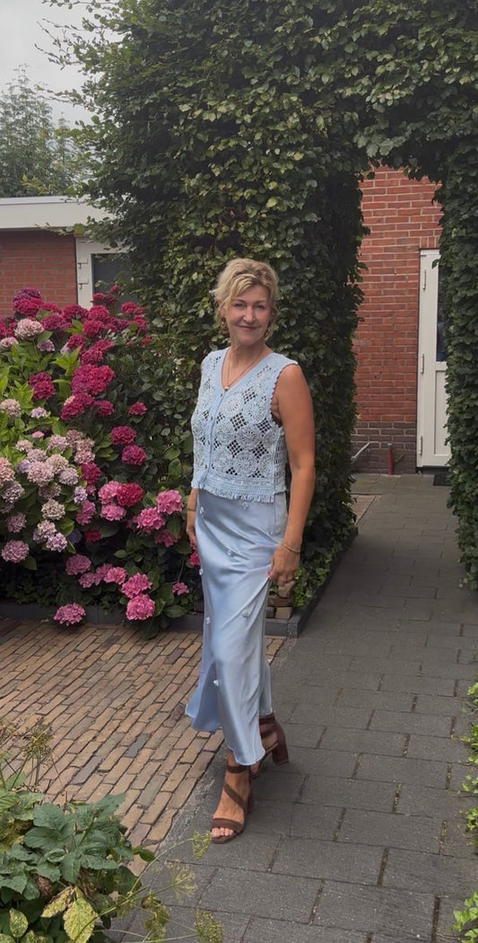 Satijn rok lichtblauw