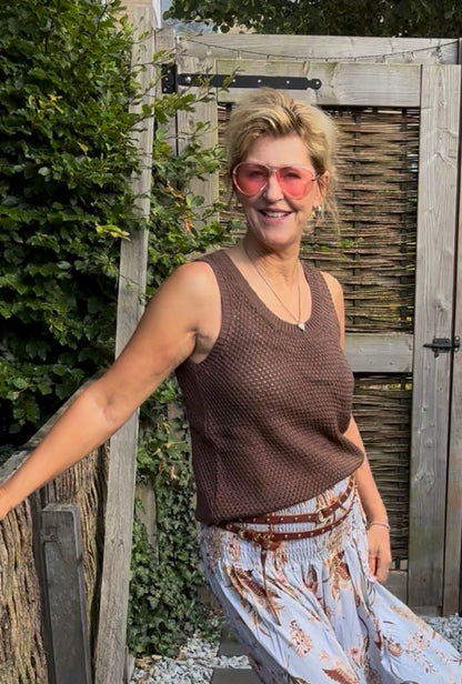 Marta brei top bruin