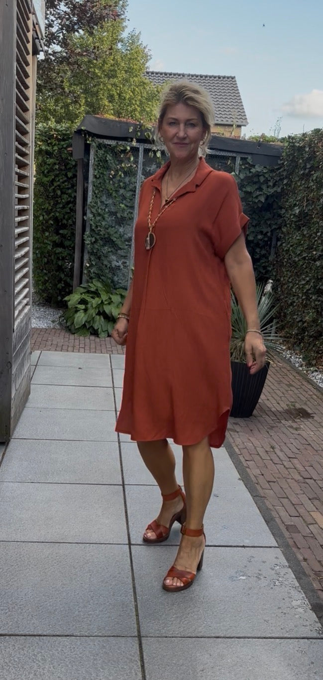 Jurk viscose brique