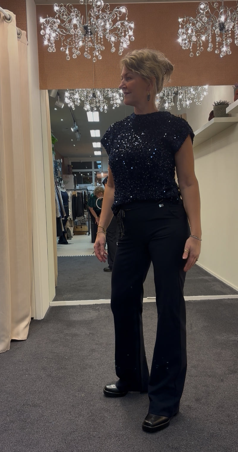 TQAmsterdam travel broek textured Romee navy