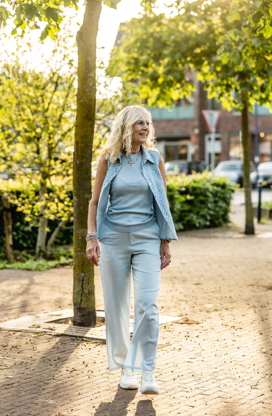 Ivy Beau linnen  broek baby blauw
