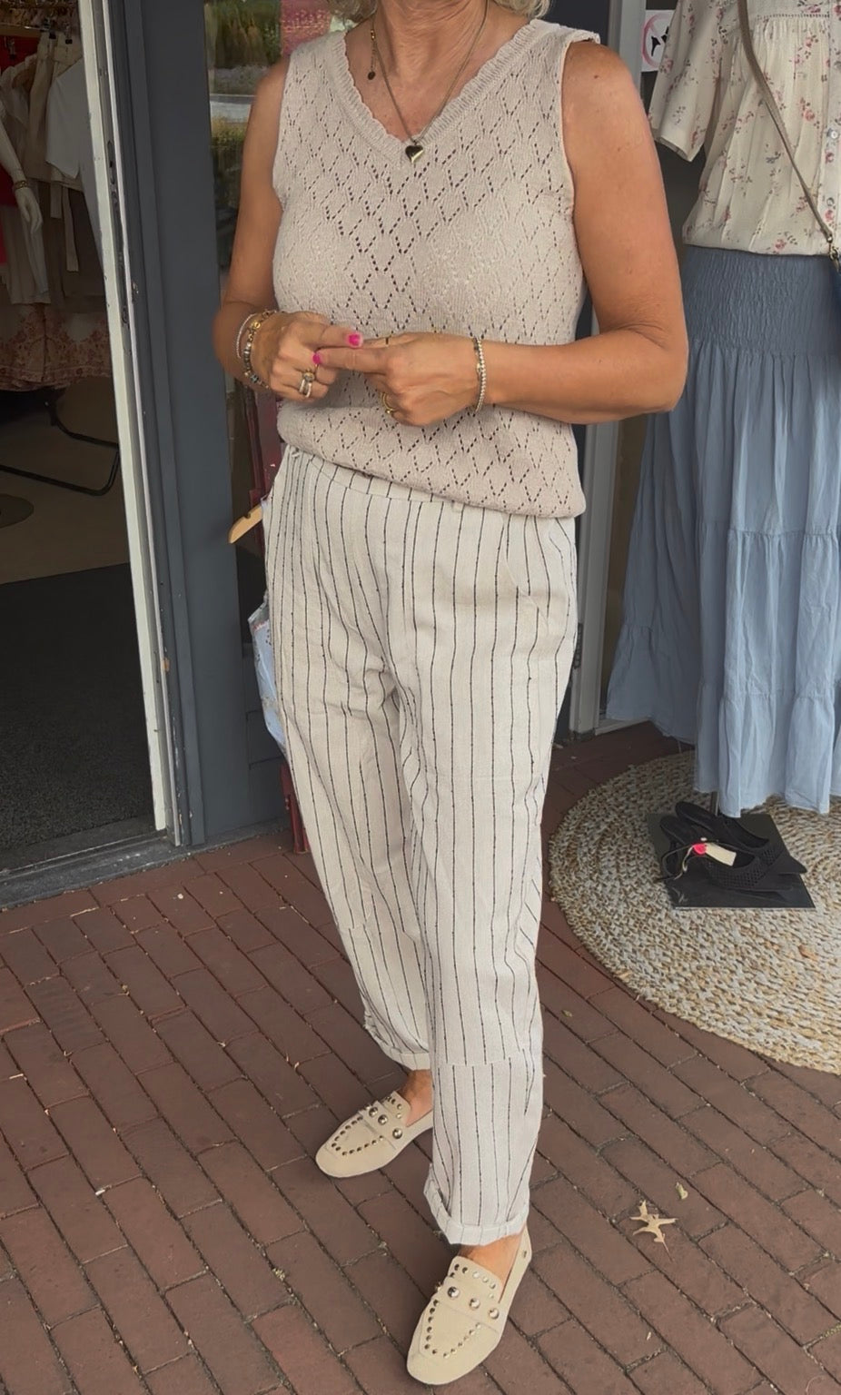 MARTA streep linnen broek
