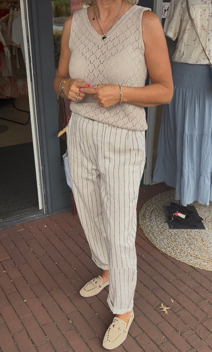 MARTA streep linnen broek