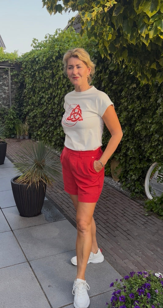 Yest korte broek / short linnen rood