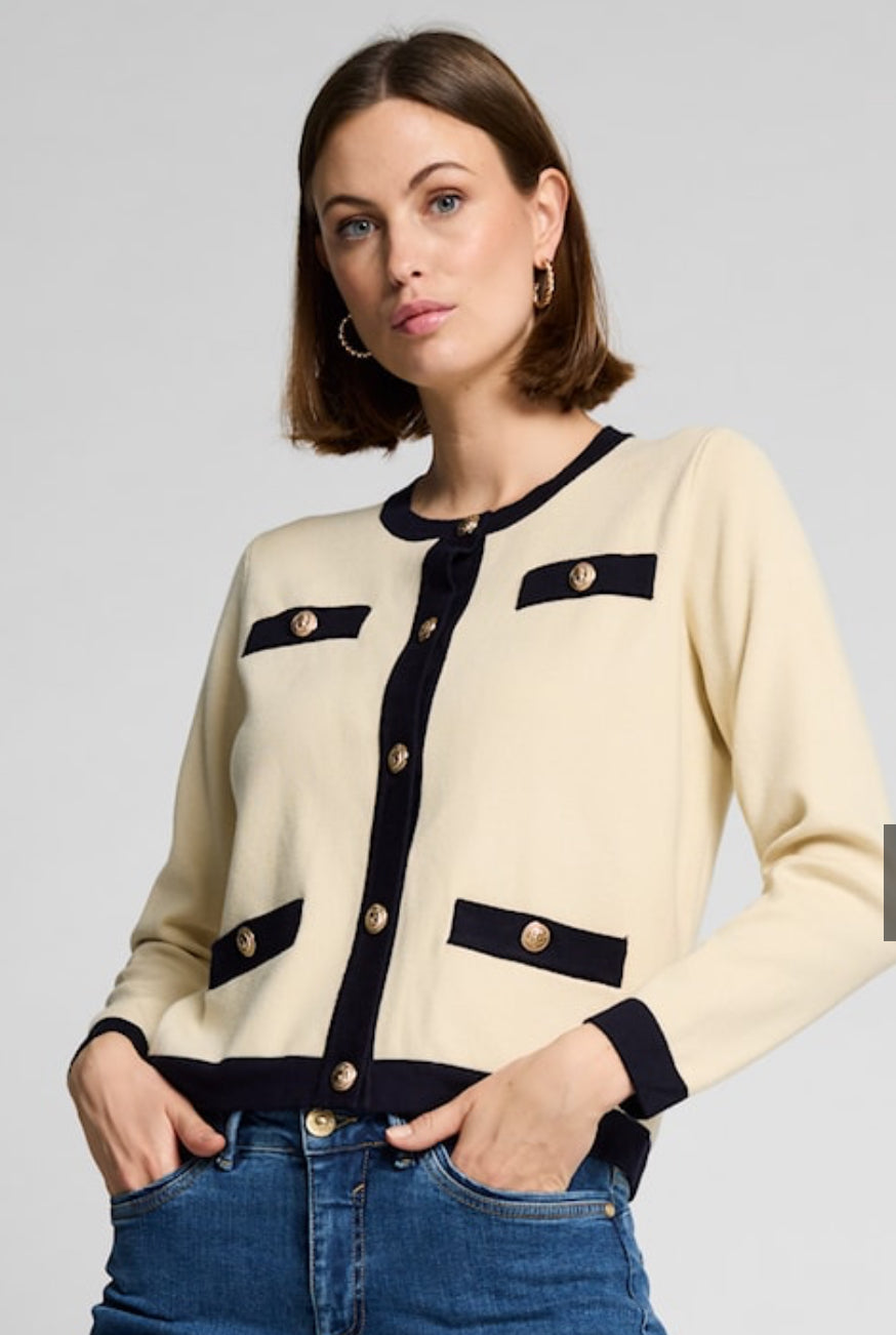 Micha vest zand met navy details
