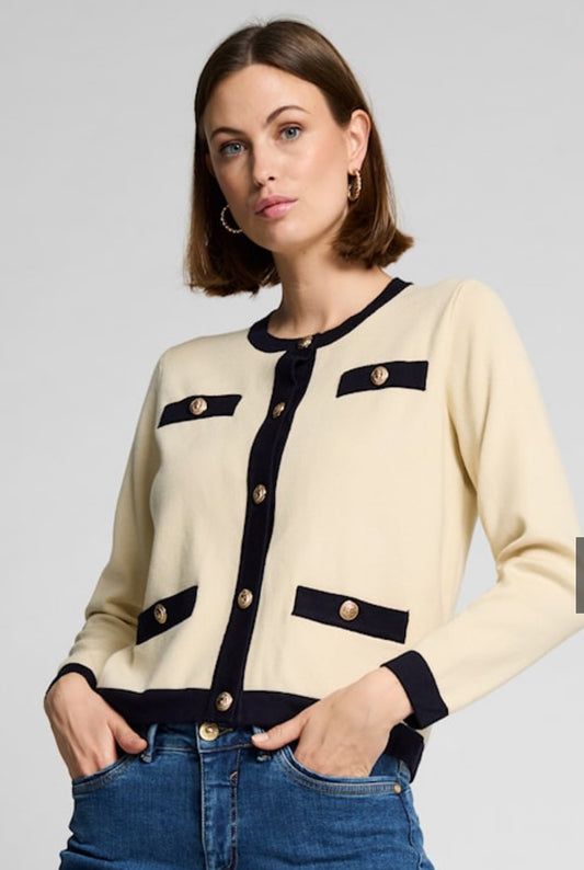 Micha vest zand met navy details