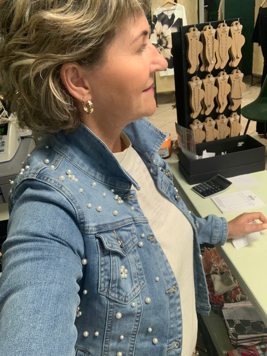 Jeans jasje parel