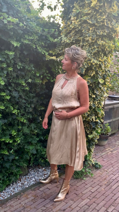 Satijn halter jurk
