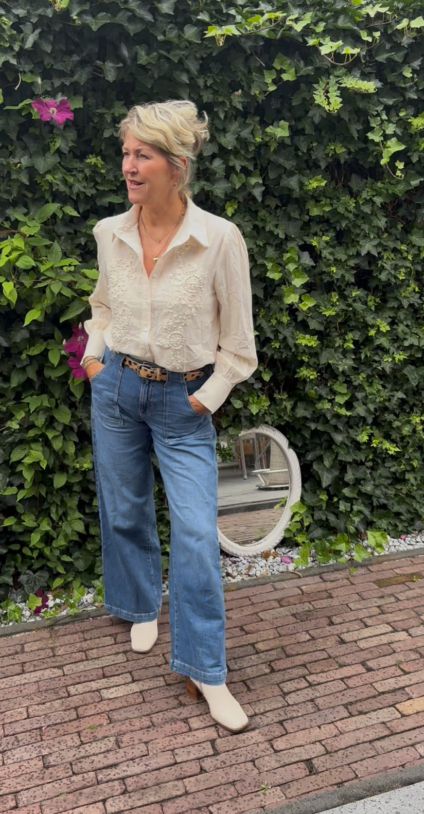 CS the label blouse met parels