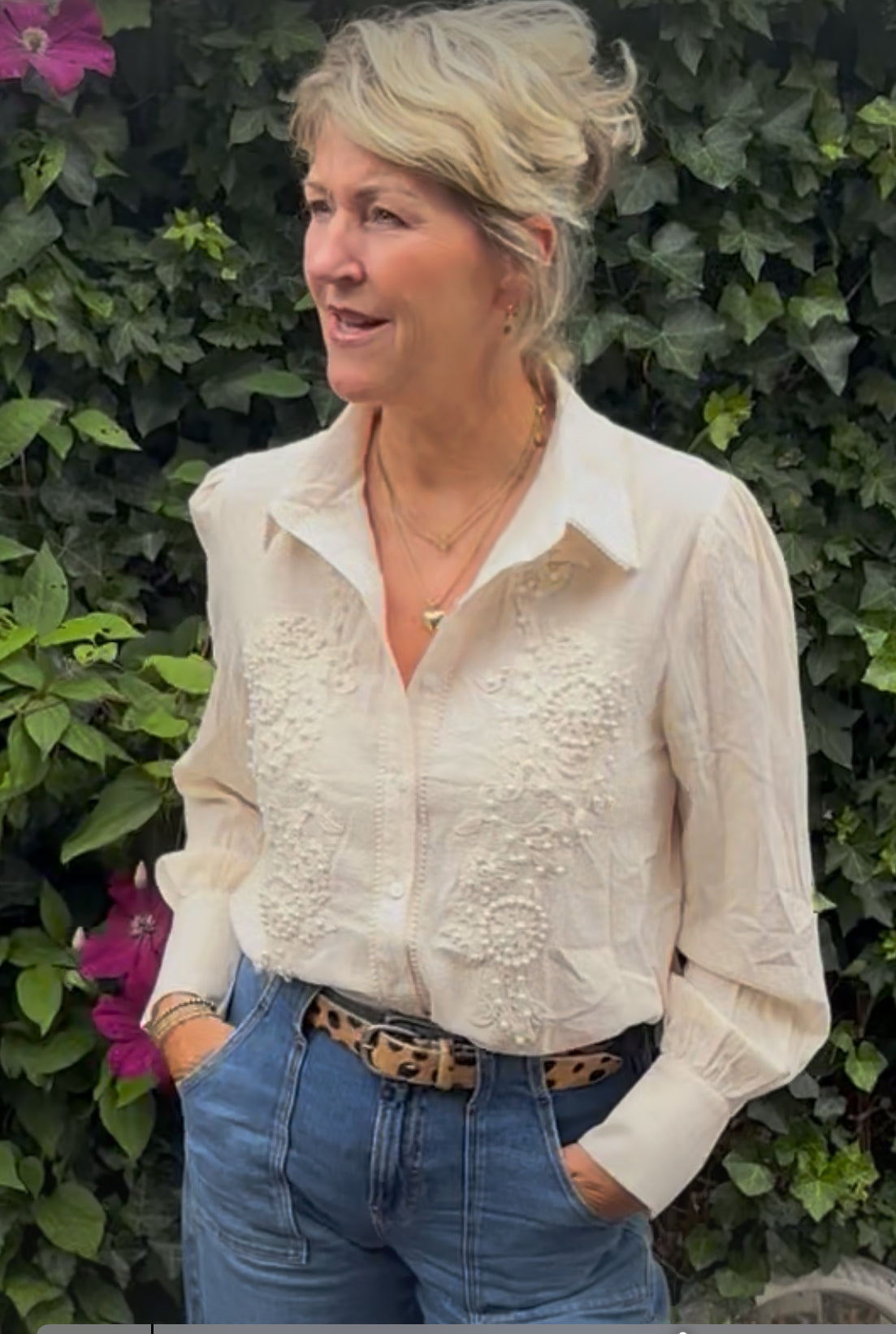 CS the label blouse met parels