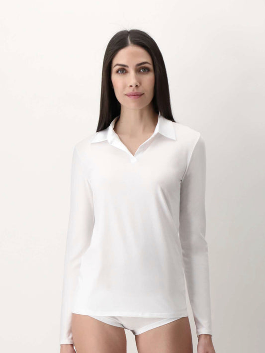 OROBLU long sleeve cotton zand polokraag
