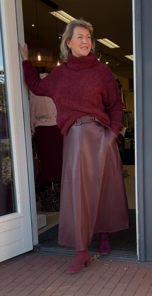 Rok leatherlook Bordeaux