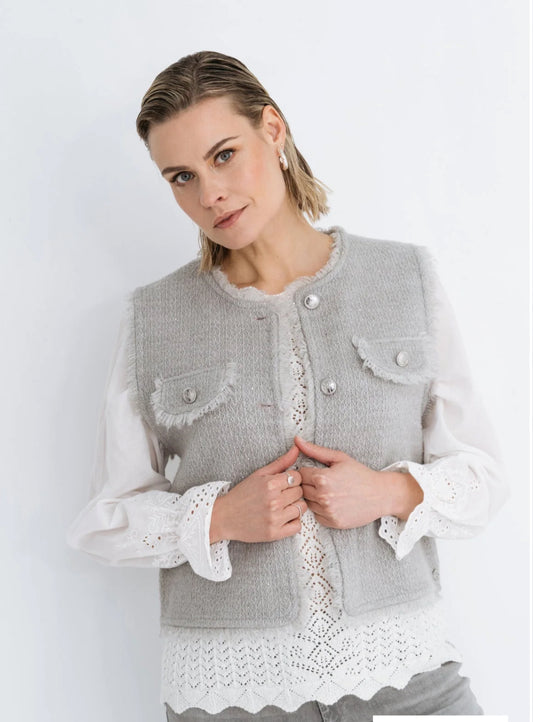 Maicazz mouwloos vest grijs /zilver
