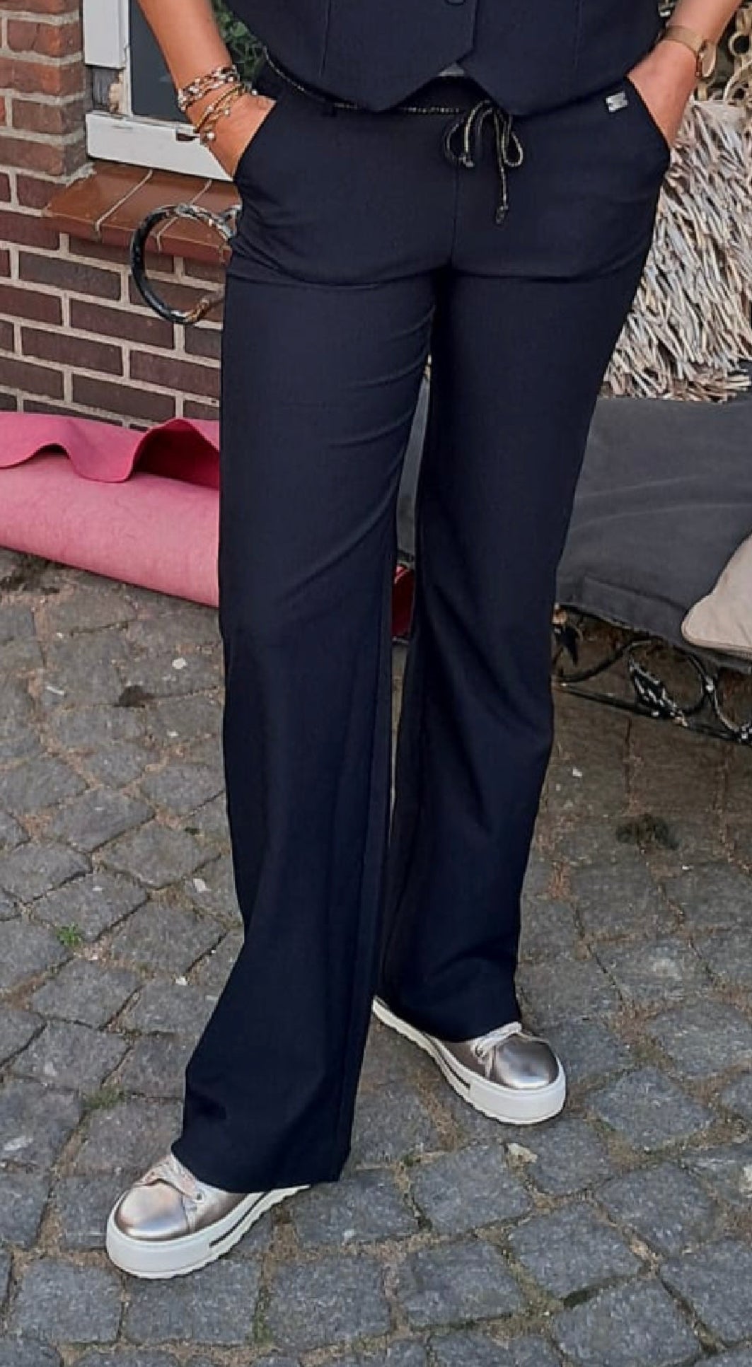 TQAmsterdam travel broek textured Romee navy