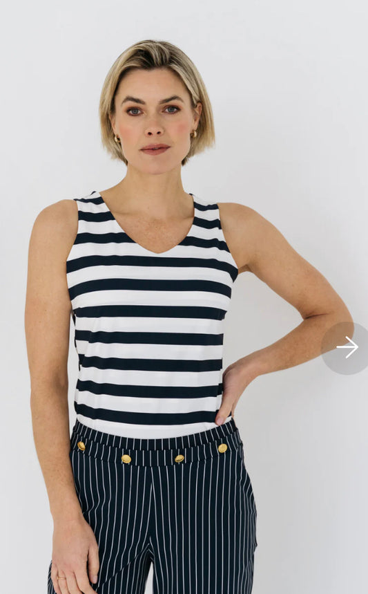 Maicazz shirt korte mouw navy stripe travel