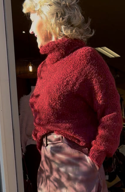 Trui wijde col Bordeaux