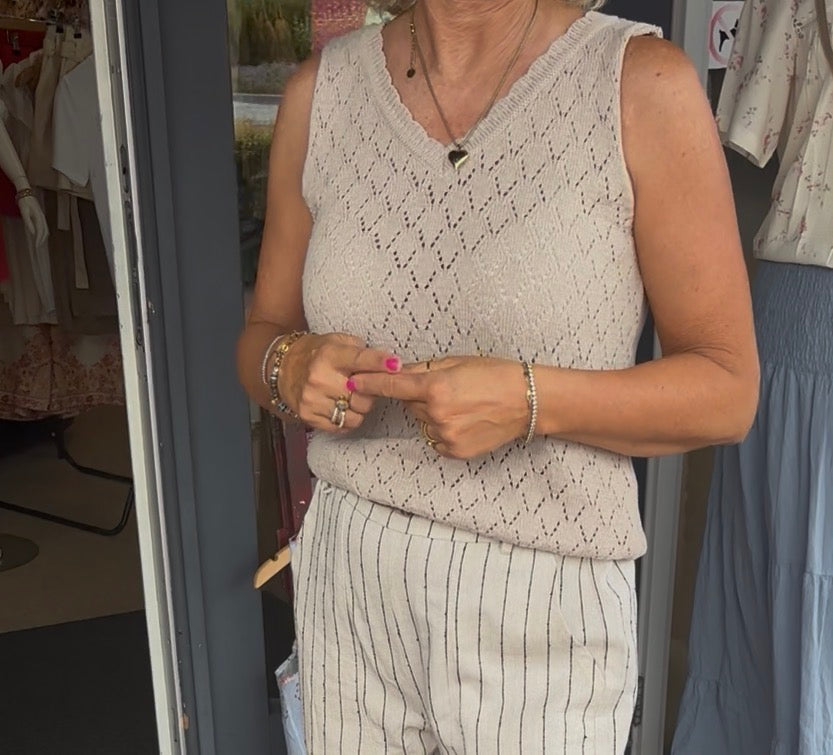 Ivy Beau brei top zand