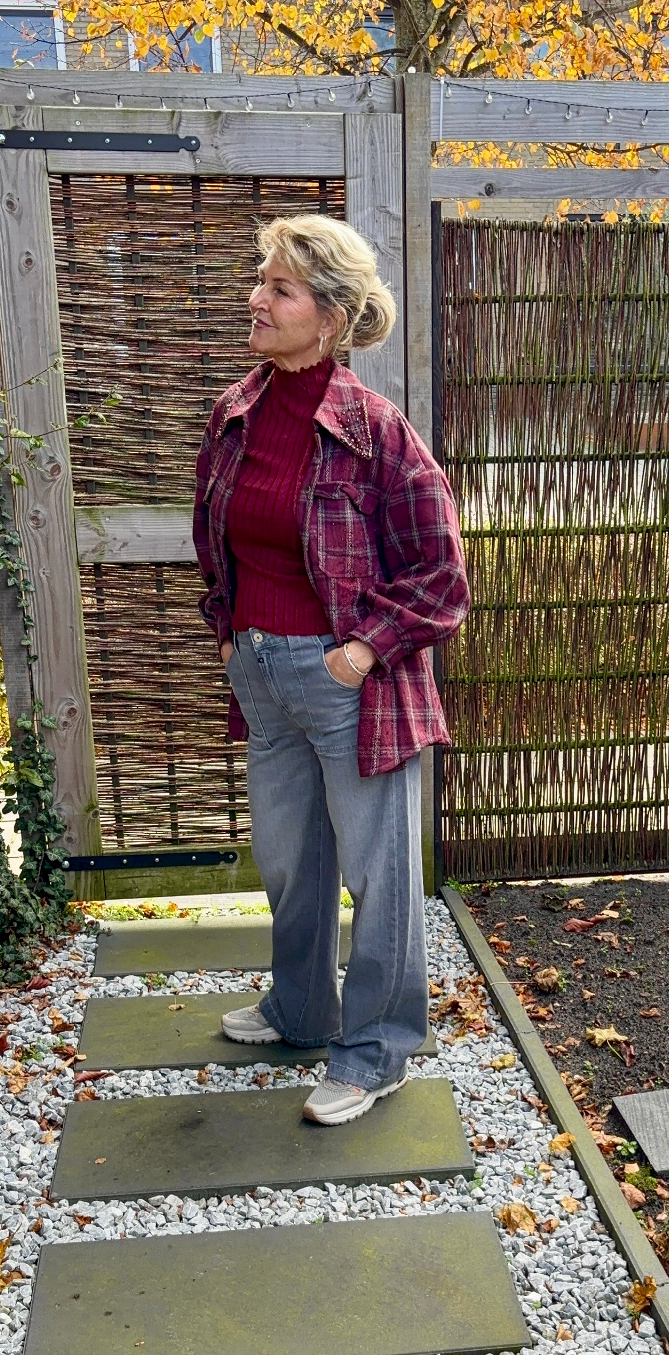 Stoere blouse / jas Bordeaux