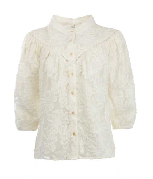 Icnk blouse flower offwhite