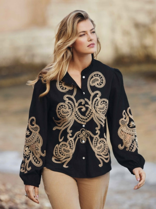 Csthelabel  blouse zwart met Kant details