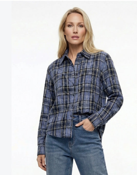 Maicazz Zizo blouse vaudin blauw geruit
