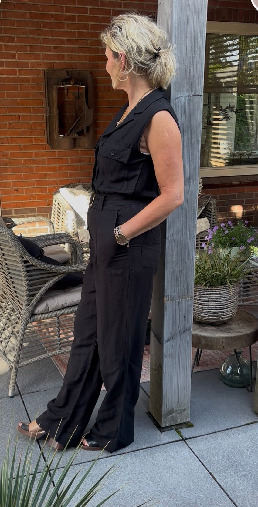 Jumpsuit linnen zwart