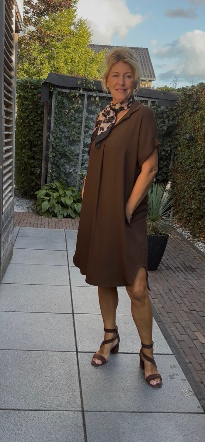 Jurk viscose bruin