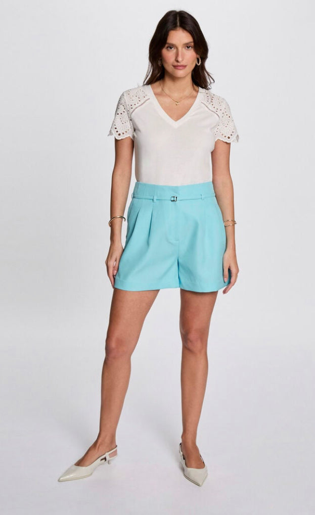 Morgan high waist short aqua licht blauw