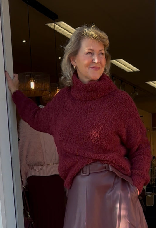 Trui wijde col Bordeaux