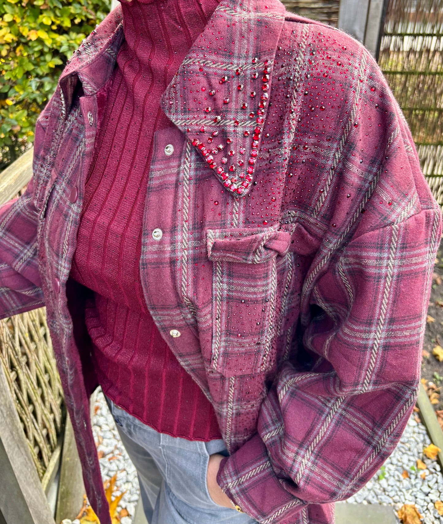 Stoere blouse / jas Bordeaux