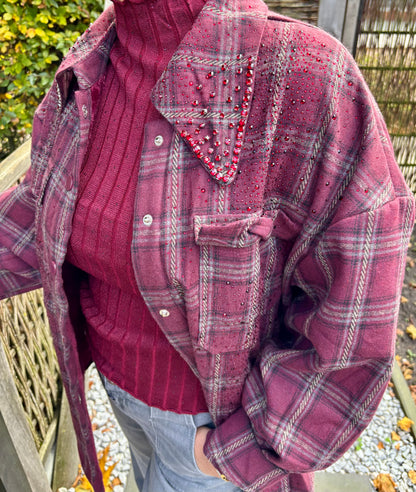 Stoere blouse / jas Bordeaux