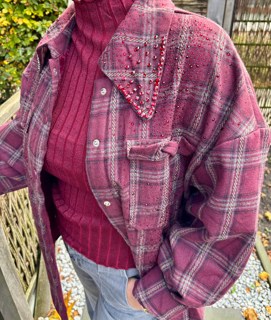 Stoere blouse / jas Bordeaux