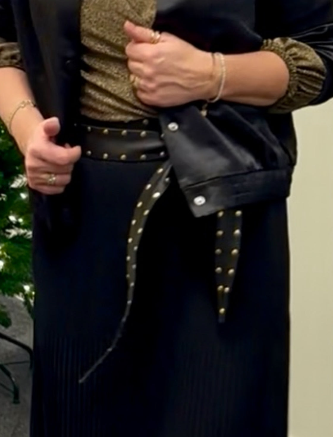 Bind ceintuur zwart / studs