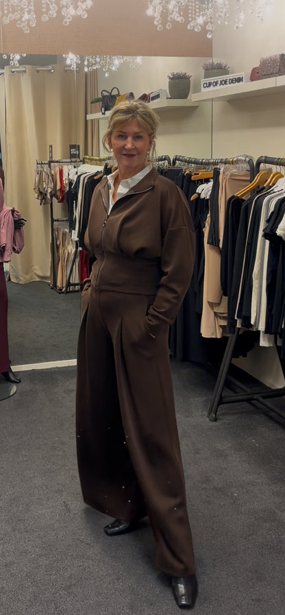 Sweat broek wijd bruin